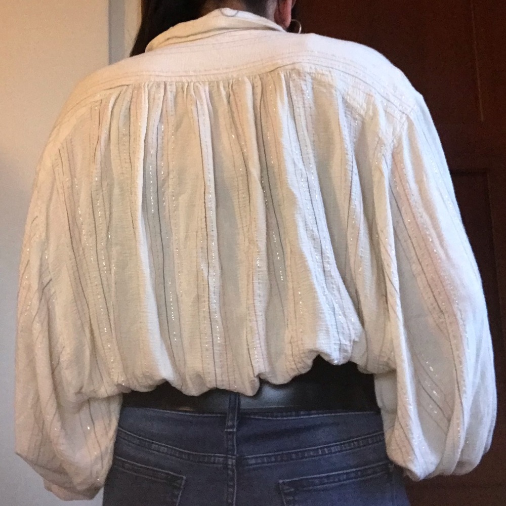 Sold Free People Metallic Balloon Sleeve Blouse - Picture 6 of 8